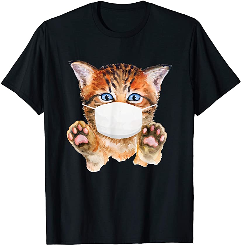 Cat Wearing Surgical Face Mask Kitten Lover Gift T-Shirt