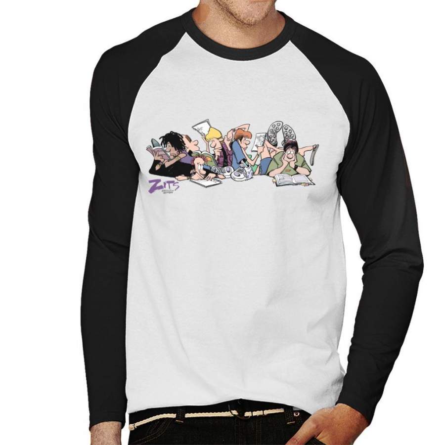Zits Study Gang Men’s Baseball Long Sleeved T-Shirt