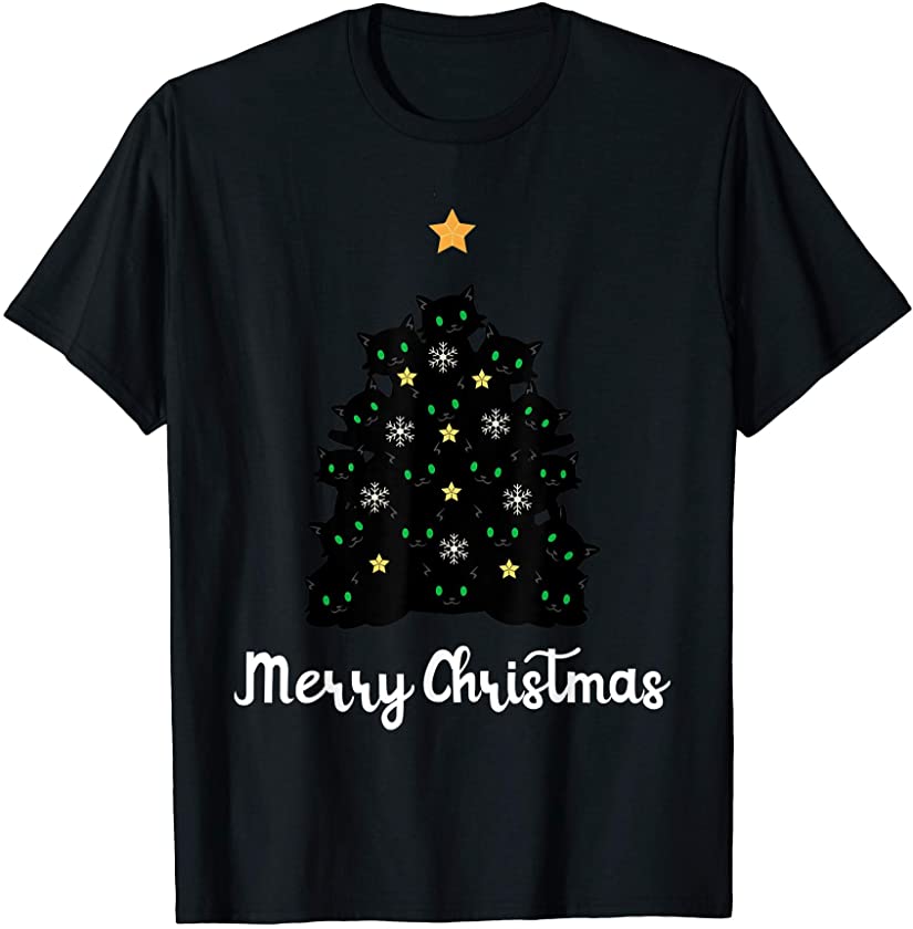 Black Cats And Kittens Xmas Tree Gift for cat persons T-Shirt