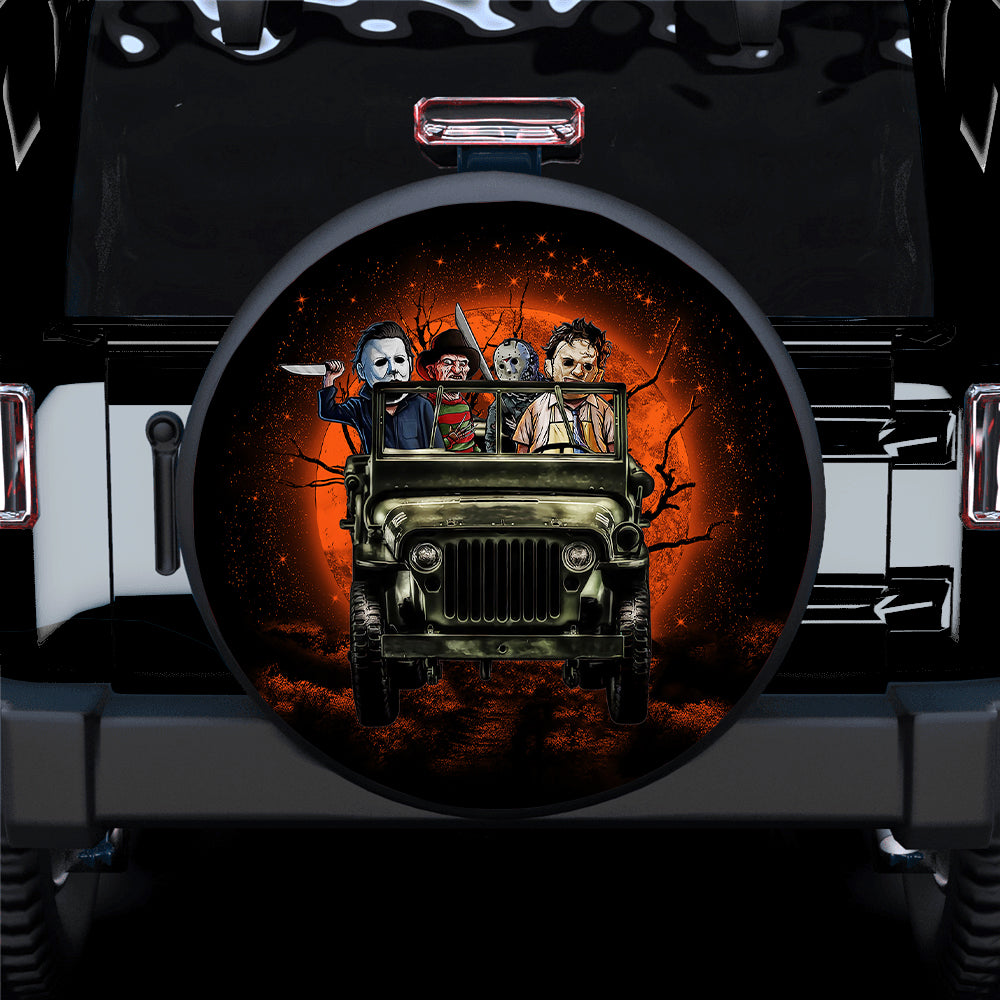 Halloween Horror Movie Ride Jeep Funny Car Spare Tire Covers Gift For Campers