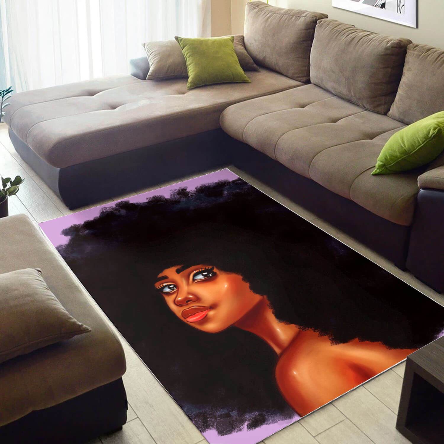 African American Area Rugs Pretty Afro Lady African American Print Rug Modern Afrocentric Decor WBG43898