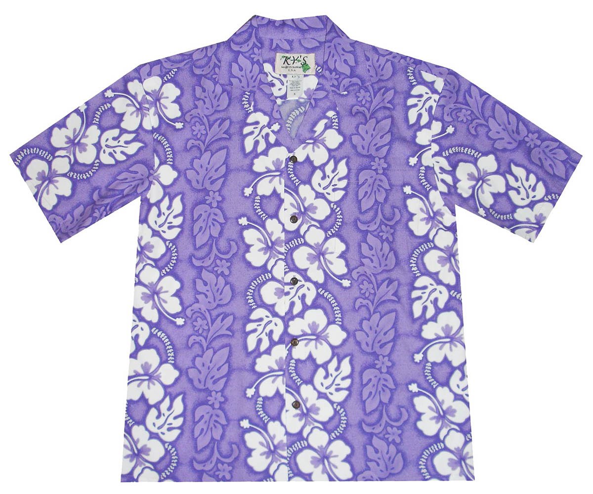 White Hibiscus Panel Purplehawaiian Shirt Made In Summer Beach Shirts Ha109698