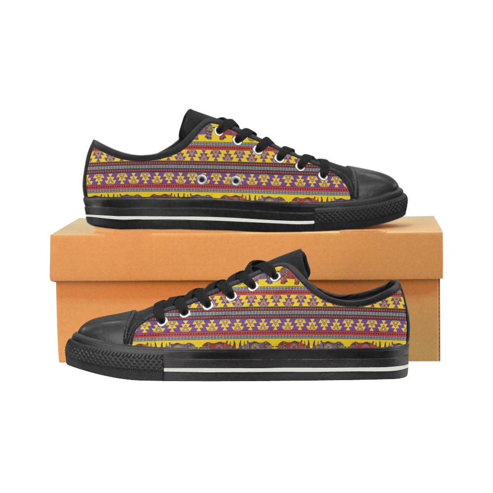 Rhino African Afro Dashiki Adinkra Kente Ethnic Mo Men’s Low Top Shoes Black