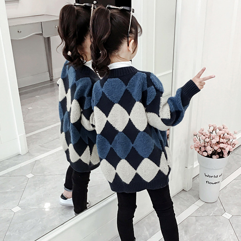 Spring Girls Sweater Children Fashion Fall Cardigan Long Sleeve Knitted Jacket Single Breasted Baby Outerwear Kids Coat 2-12 Yea alx