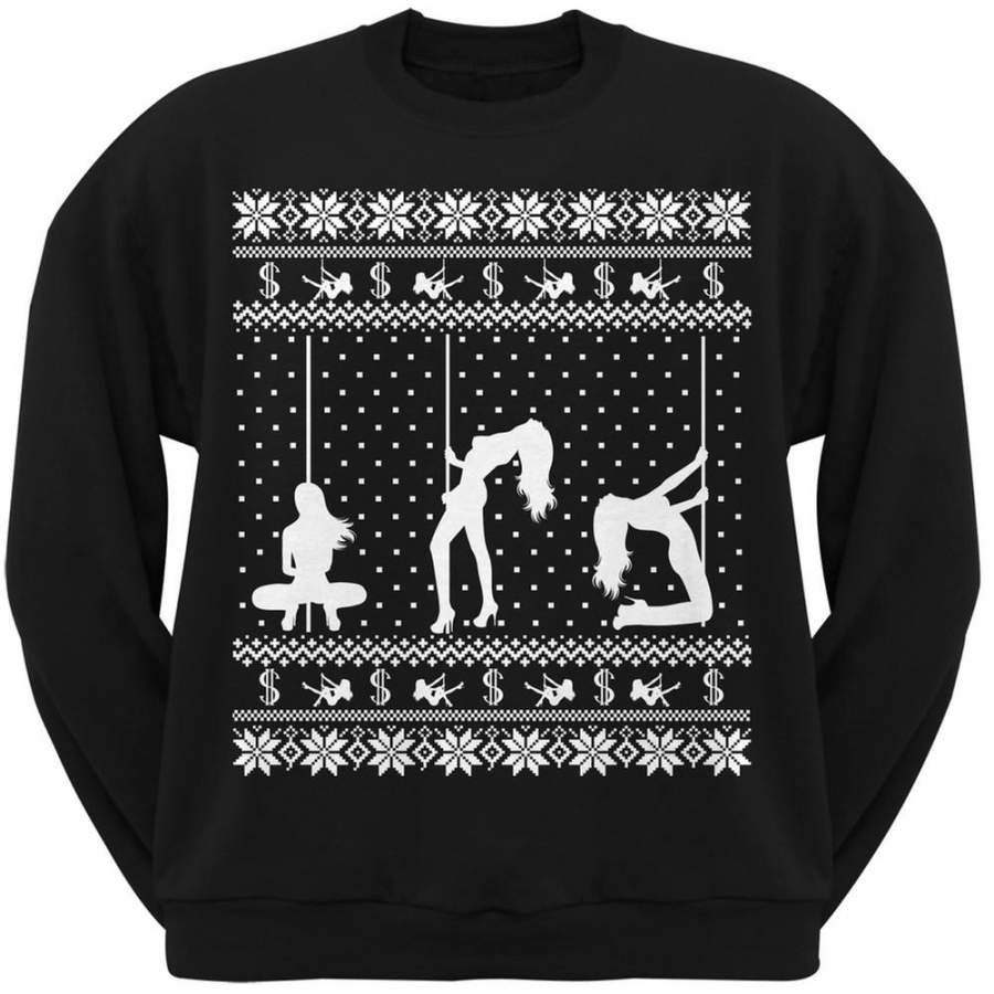 Stripper Silhoutte Ugly Christmas Sweater Black Adult Sweatshirt