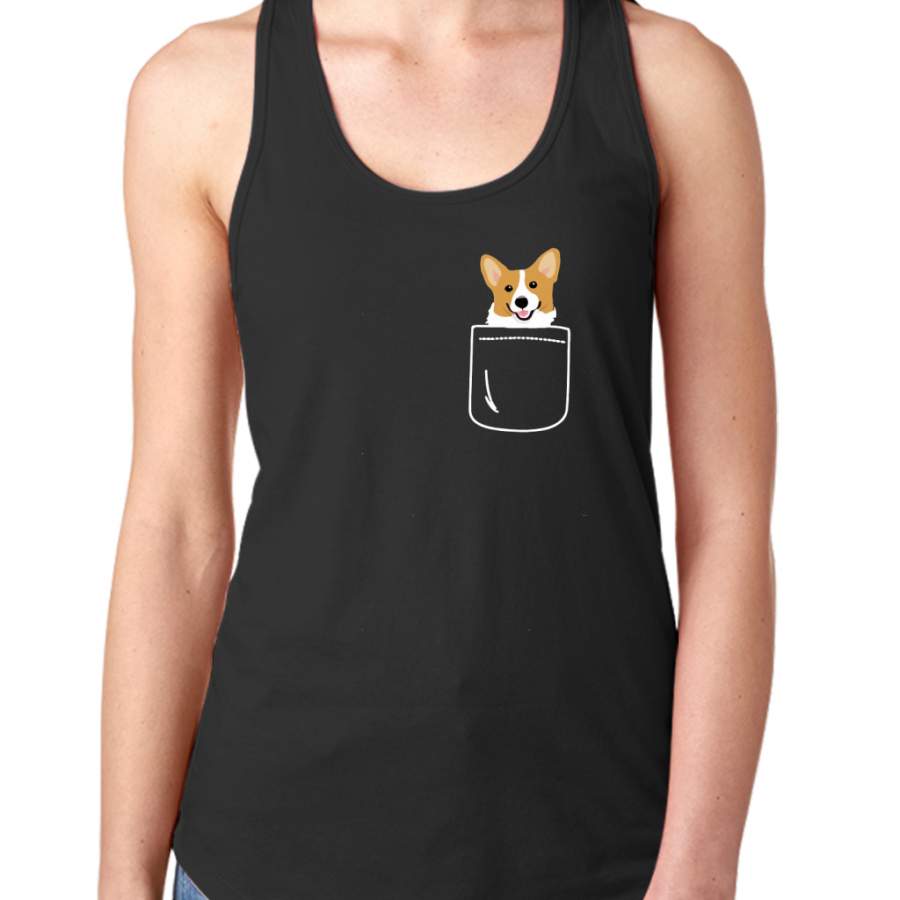 Corgi In Pocket Funny Cute Puppy Big Happy Smile Women Tank Top