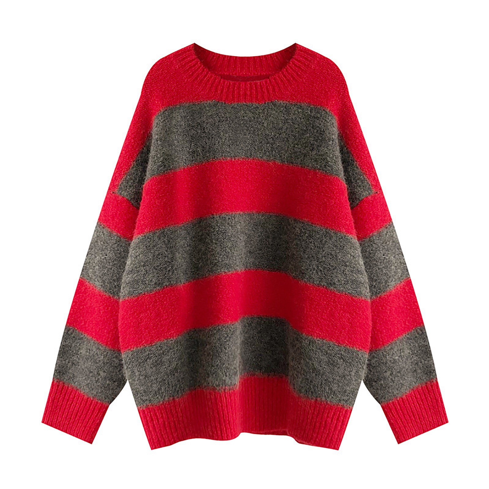 Women Oversized Thin Sweater Vintage Striped Loose Pullover Streetwear Autumn Knitted Long Sleeve Casual Jumper Sueter Mujer alx