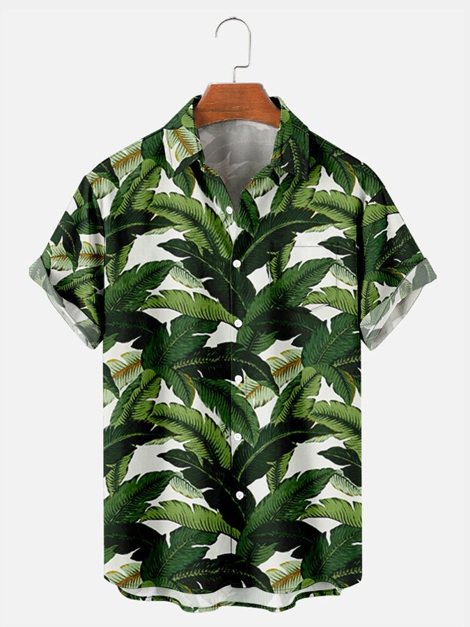 Vintage Botanical Print Green Hawaii Shirt Ha100801