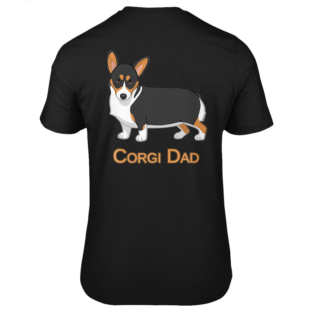 Cute Black Tricolor Pembroke Corgi Dad Dog Lovers T Shirts Print On Back