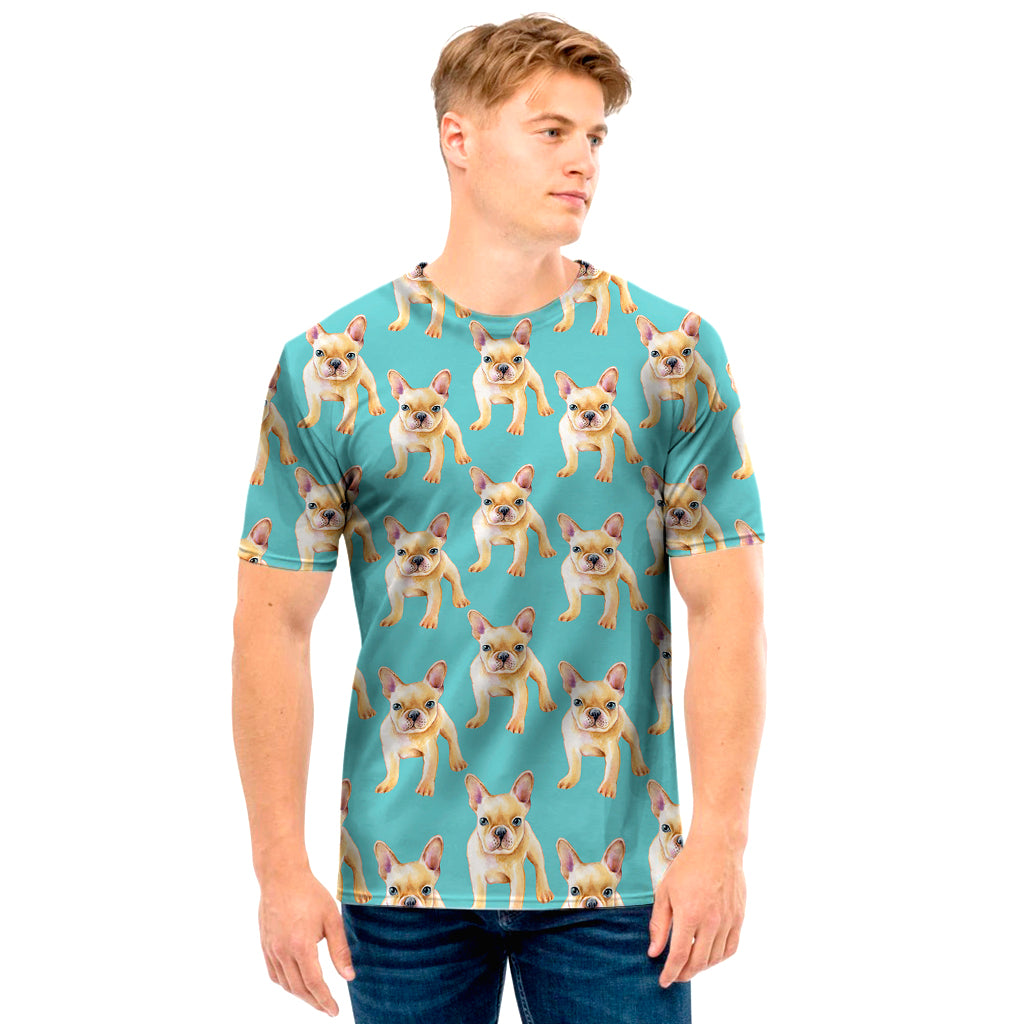 Watercolor French Bulldog Puppy Print Men’S T-Shirt