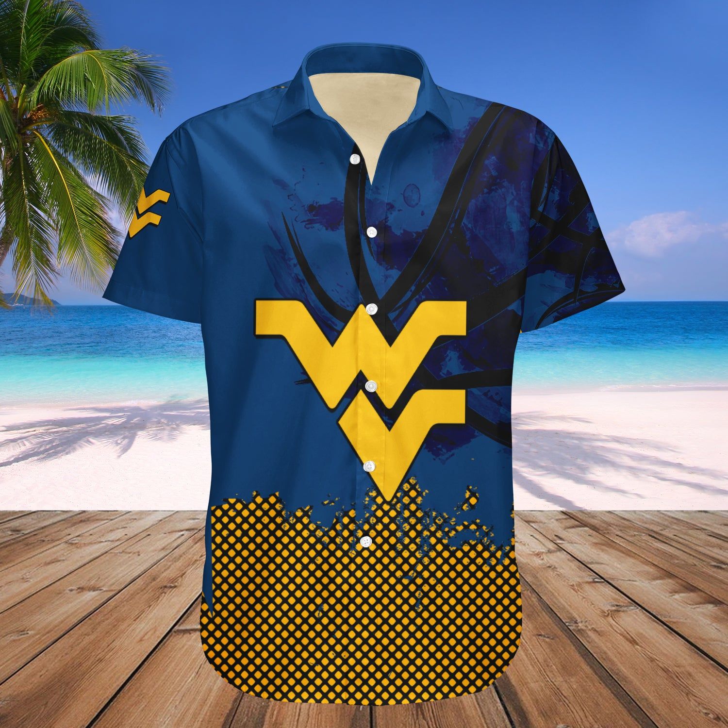 West Virginia Mountaineers Hawaii Shirt Basketball Net Grunge Pattern – NCCA