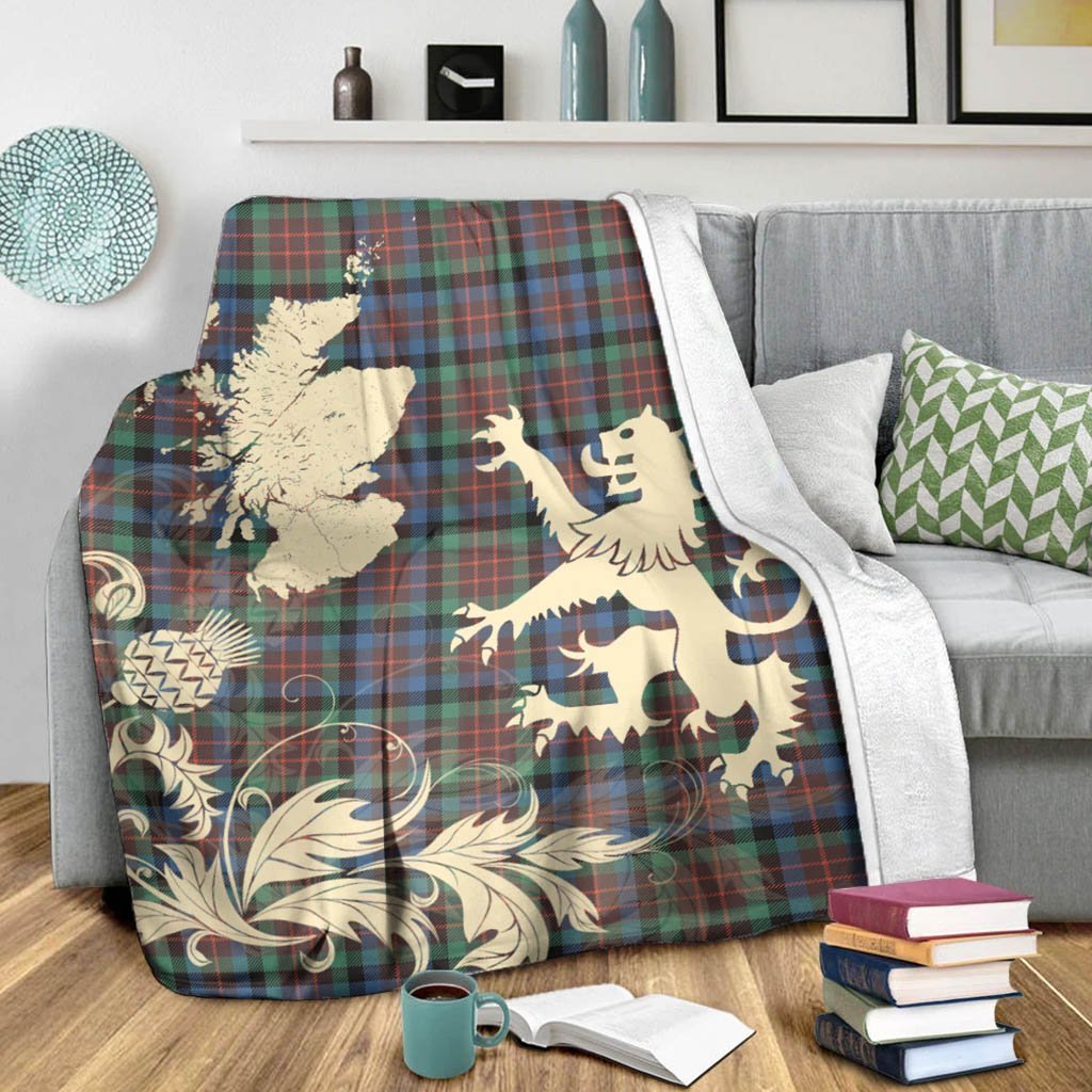 Tartan Blanket Macduff Hunting Ancient Tartan Scotland Lion Thistle Map Plaid Blanket