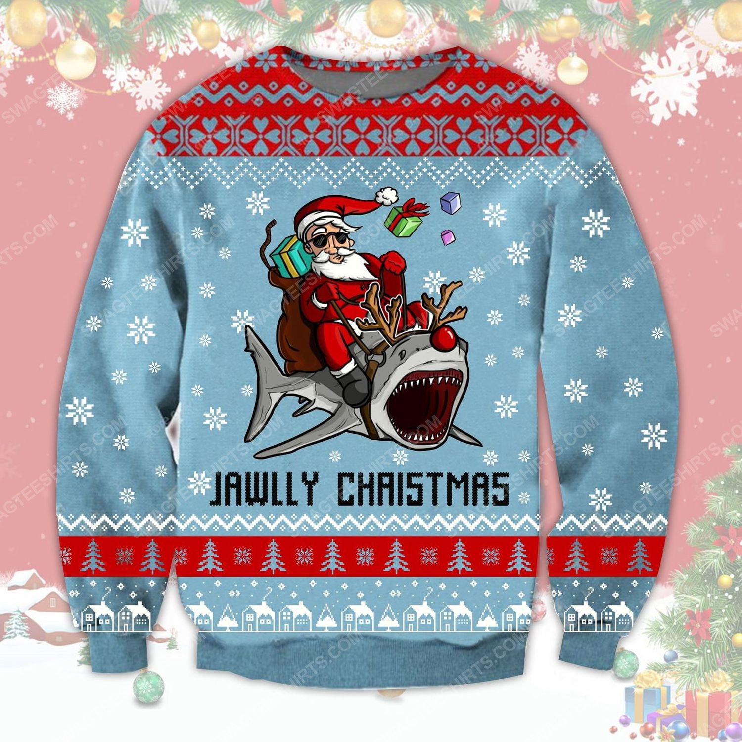 [Special Edition] Santa Riding Shark Jawlly Christmas Ugly Christmas Sweater – Maria