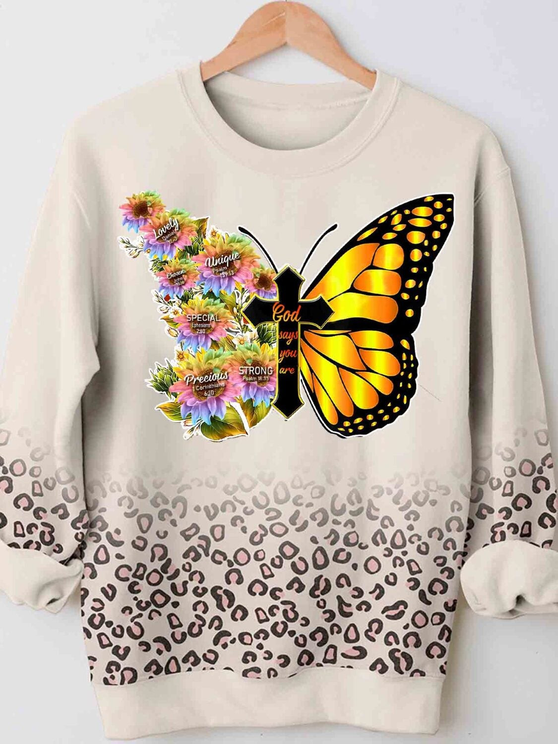 Faith Butterfly Funny 3D Hoodie Tshirt Leopard Print