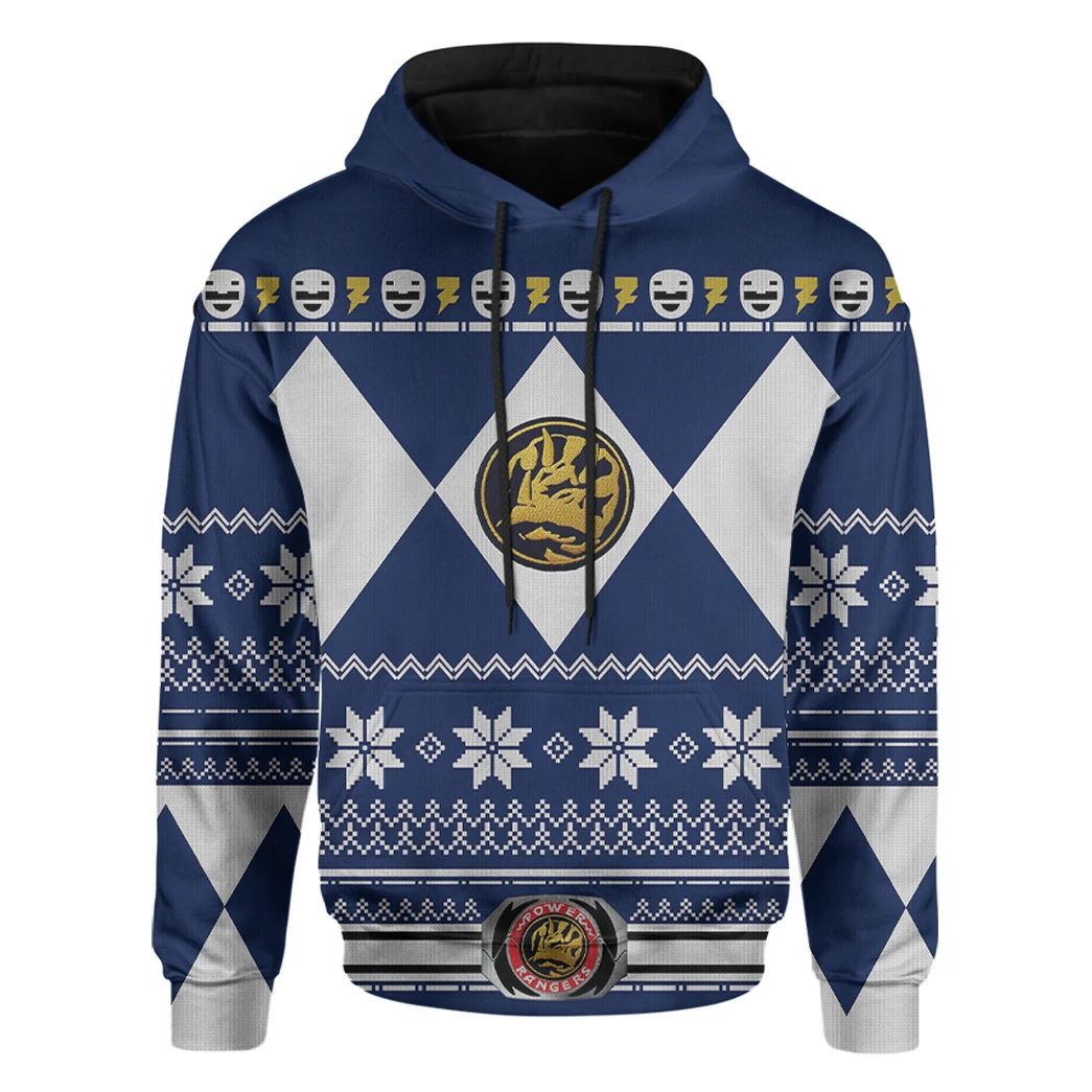 Alohazing 3D Mighty Morphin Zkue Power Rangers Ugly Christmas Custom Hoodie