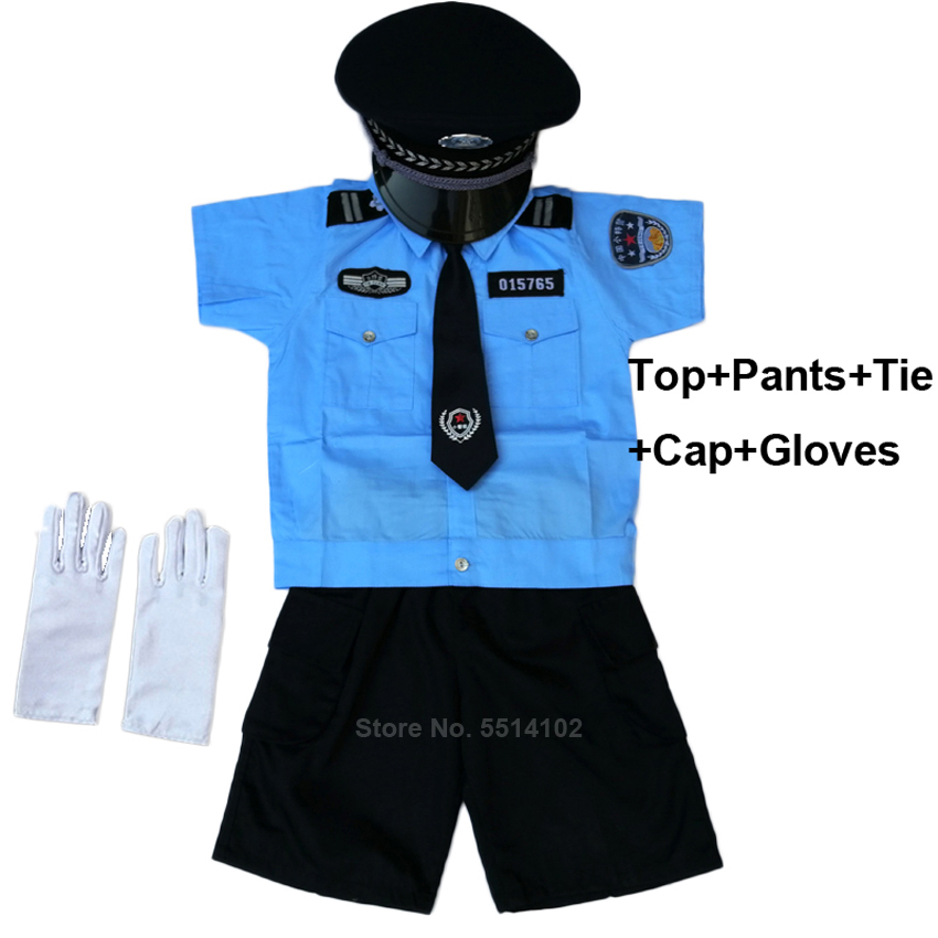 Baby Boy Girl Traffic Police Officer Cosplay Costume Kids Military Policeman Uniform Set Halloween Carnival Party Stage Clothing alx