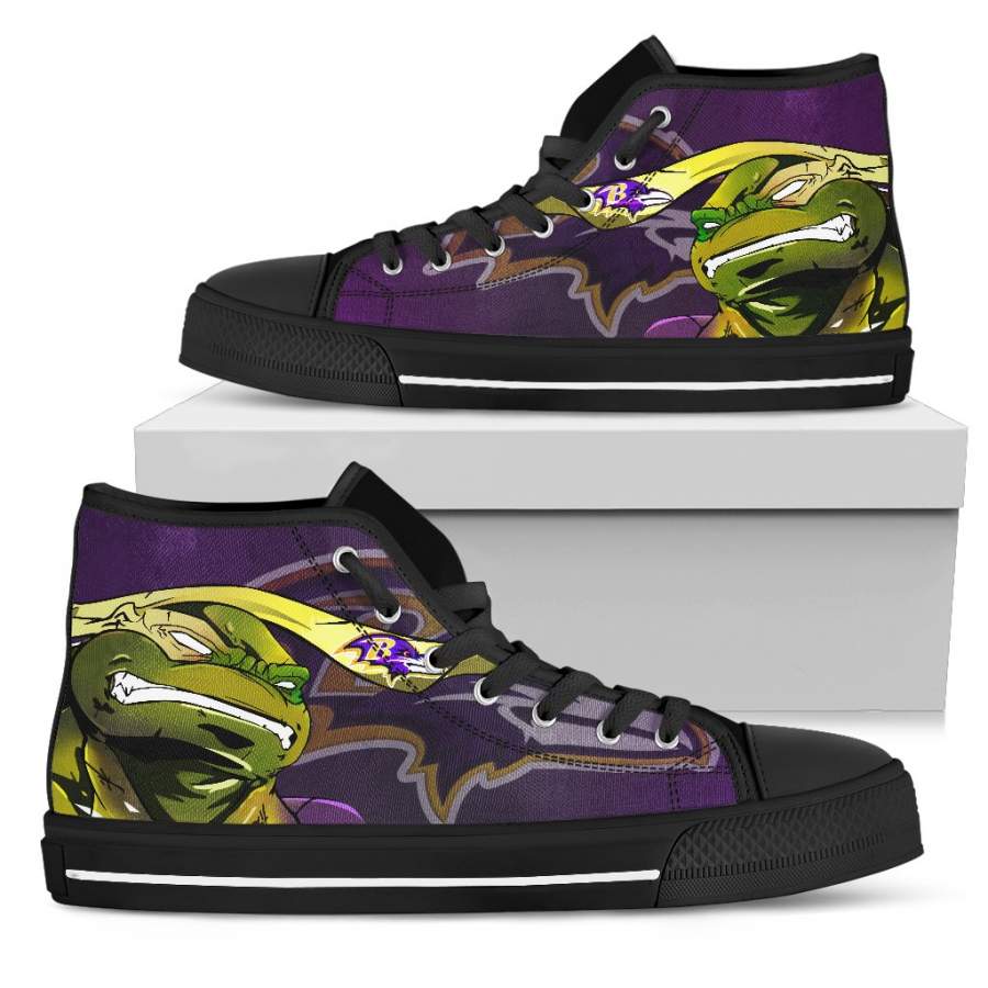 Turtle Baltimore Ravens Ninja High Top Shoes