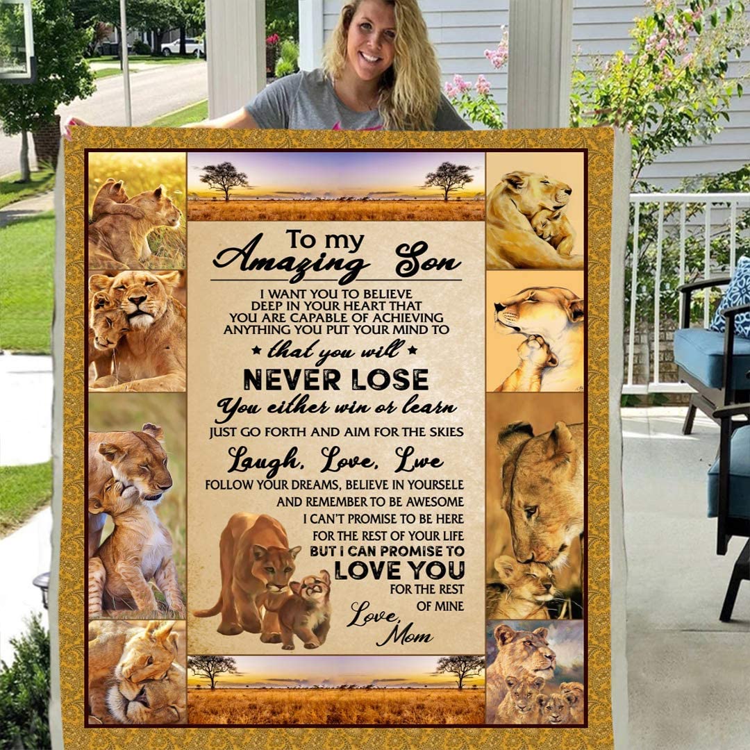 To my amaying son personalized custom 3d custom fleece photo blanket fan gift love mom