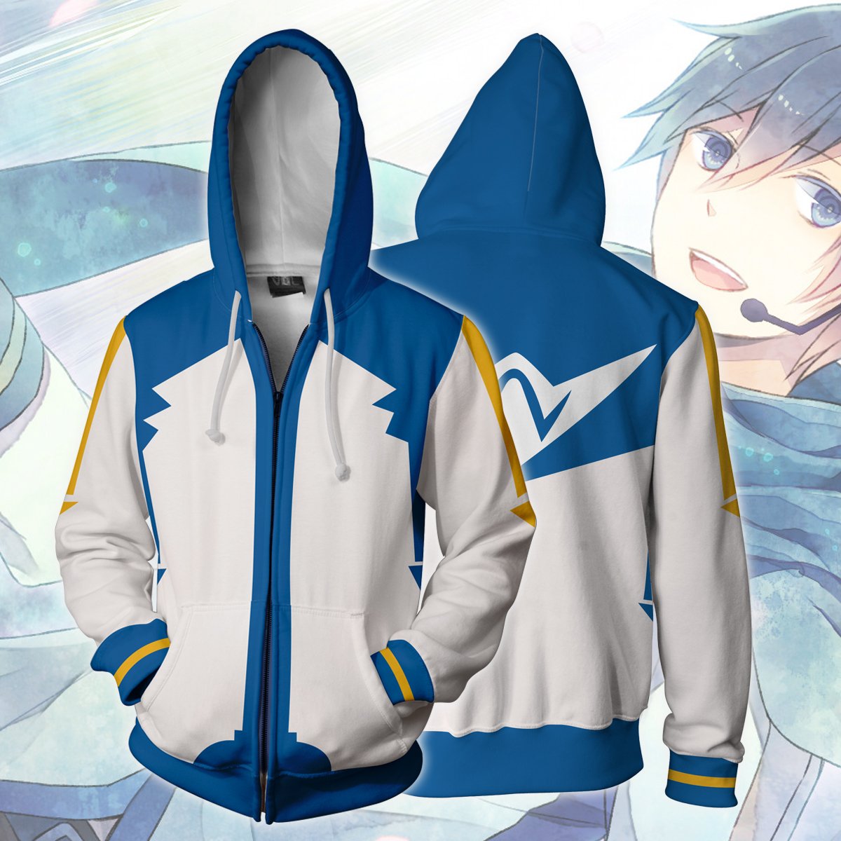 Vocaloid Kaito Hoodies – Zip Up Blue Hoodie