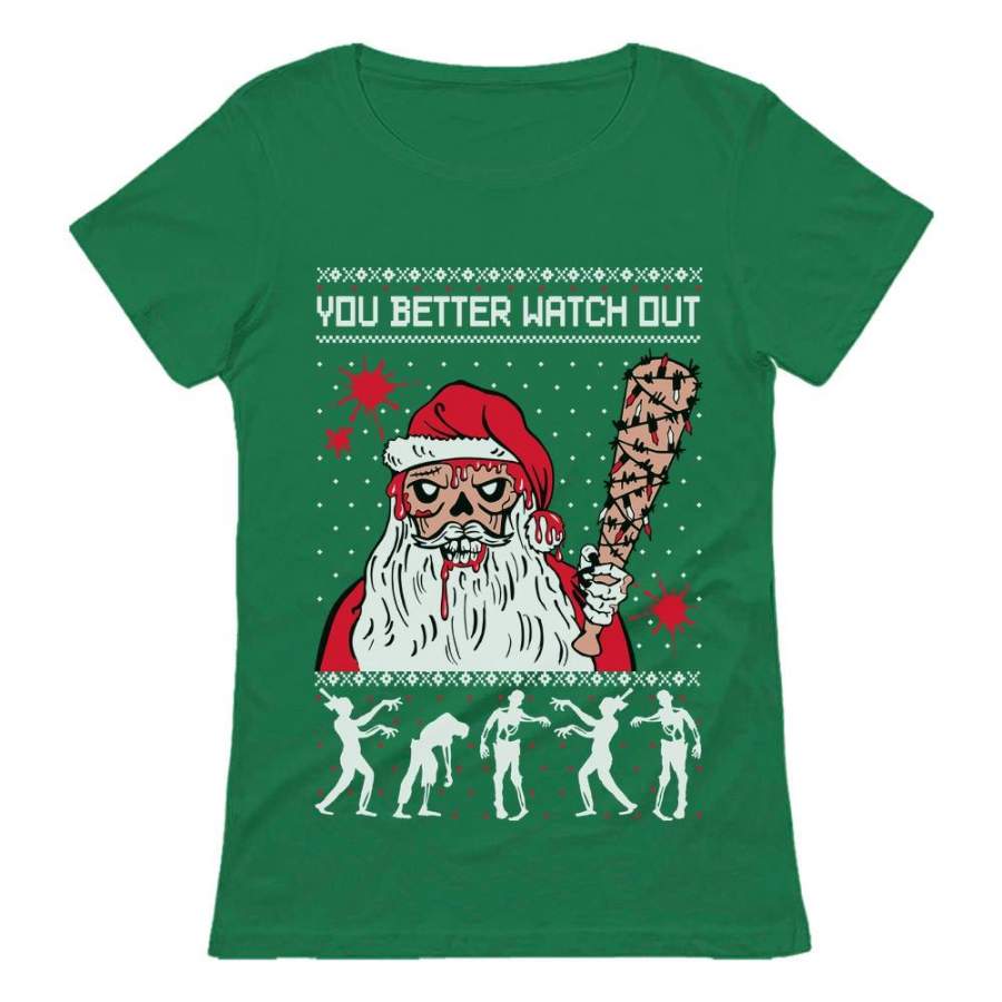 Zombie Santa and Dead Walkers Ugly Christmas Women T-Shirt