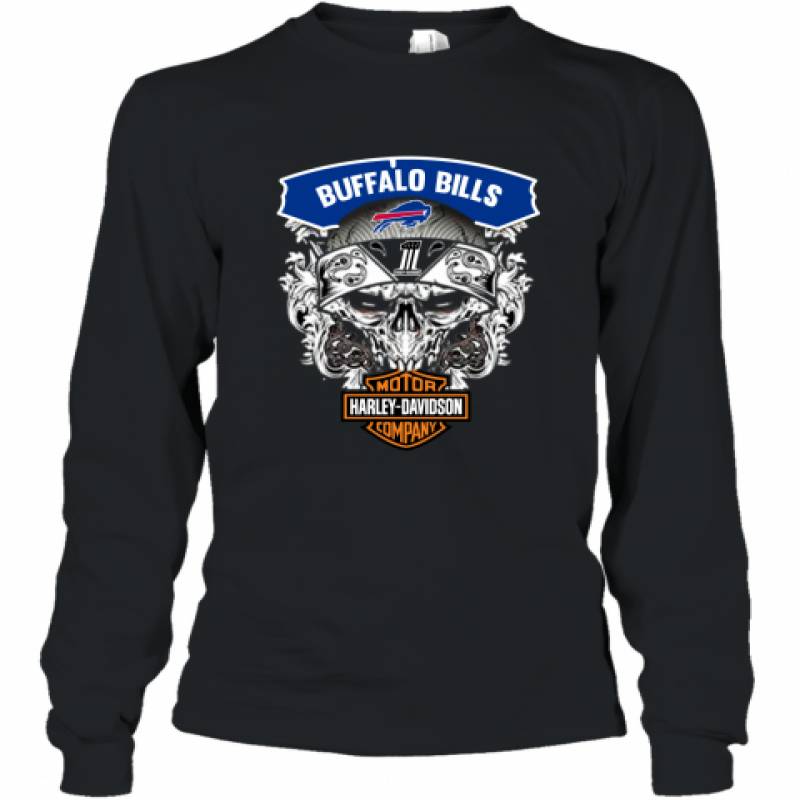 Skull Buffalo Bills Harley Davidson Shirt Long Sleeve T Shirt Redditprint Store 
