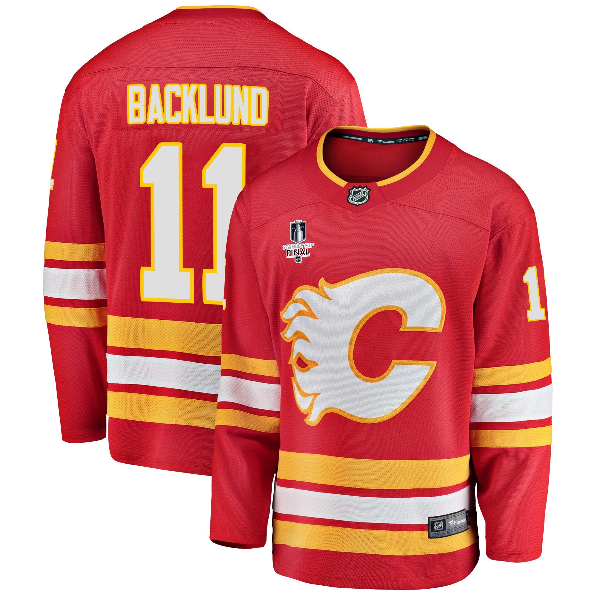 Calgary Flames Mikael Backlund 11 Home 2022 Stanley Cup Final Breakaway Men Jersey – Red