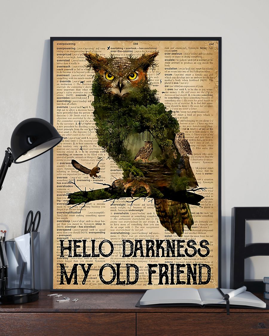 Owl Hello My Darkness My Old Friend Vertical Canvas And Poster | Wall Decor Visual Art