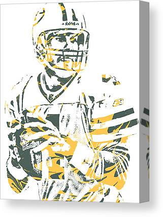 Brett Favre Green Bay Packers Pixel Art 20 Joe Hamilton Canvas Print