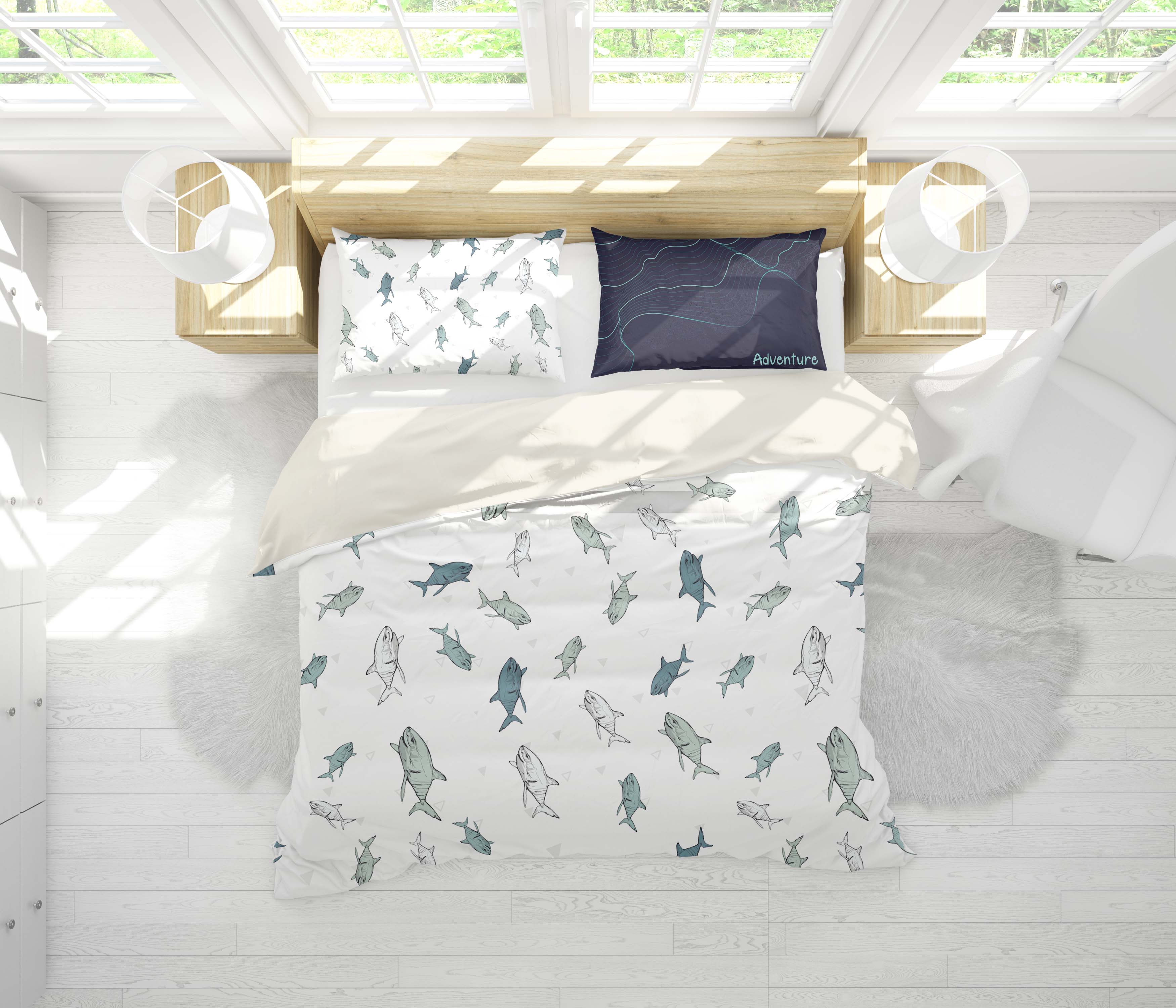 3D Cartoon Shark Quilt Cover Set Bedding Set Pillowcases 63