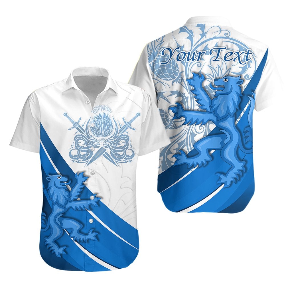 (Custom Personalised) Scotland Rugby Hawaiian Shirt Lion Thistle Simple