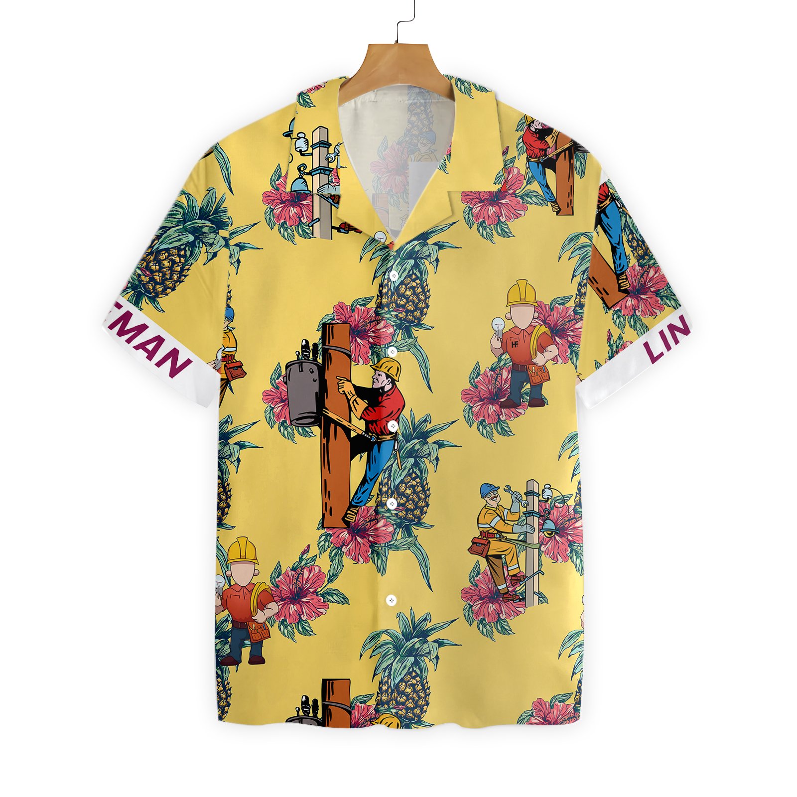 Lineman Pineapple Seamless Pattern 2710 Hawaii Shirt Ha60614