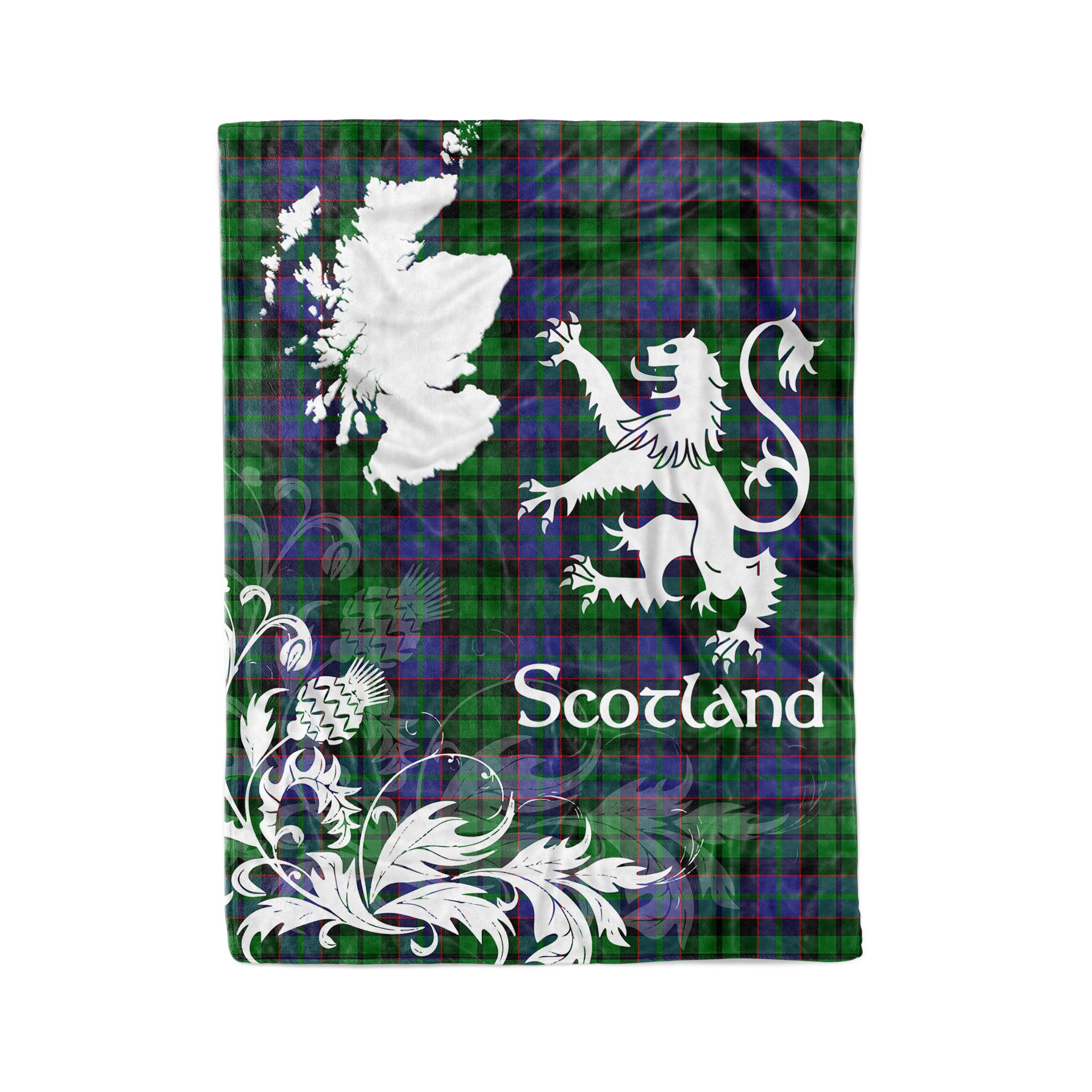 Tartan Plaid Fleece Blanket Tartan Blanket Thistle And Lion Scottish Clan Ferguson Of Balquhidder Plaid Blanket