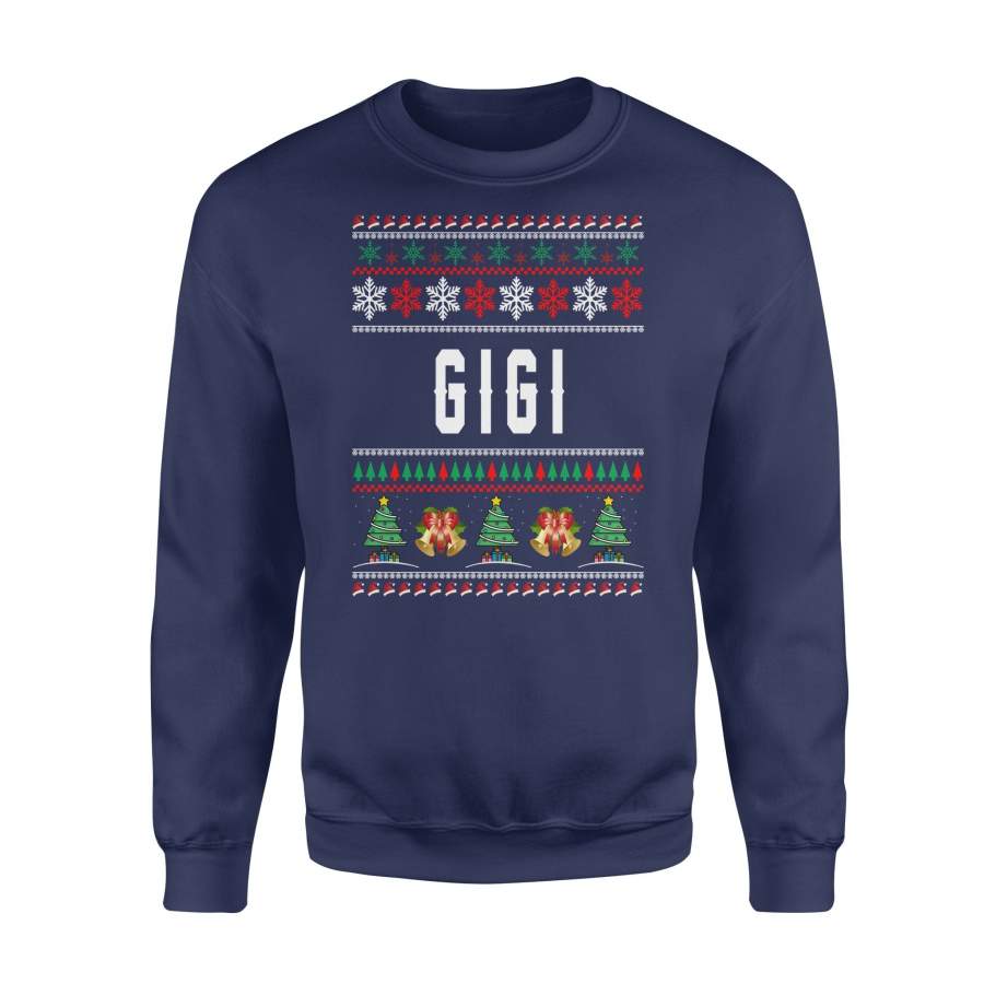 Gigi Ugly Christmas Family Jingle Bells Hat Snowflakes Christmas Tree Holiday Christmas X-Mas Sweatshirt T Shirt Christmas Gift Ideas