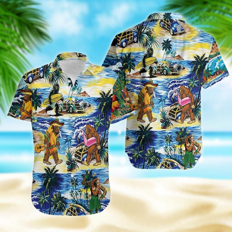 Bigfoot Plays With Mayo Deyo Festival Hawaii Aloha Shirts Dh Ha52095