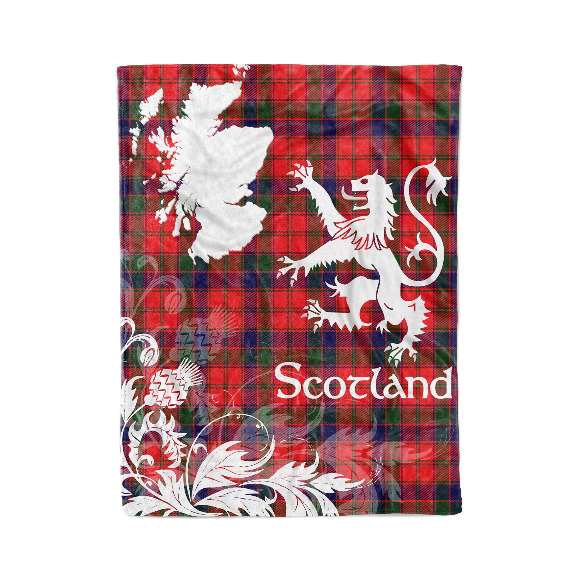 Tartan Plaid Fleece Blanket Tartan Blanket Thistle And Lion Scottish Clan Robertson Plaid Blanket