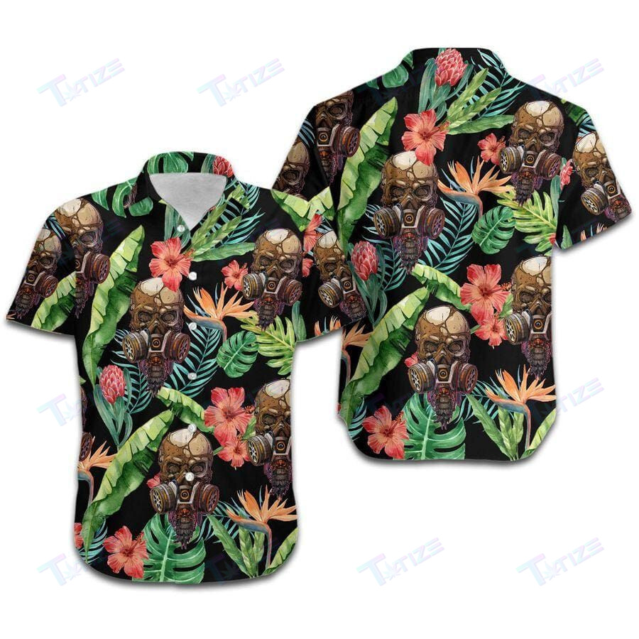 Skull Hibiscus Tropical All Over Printed Hawaii Shirt Size S Ha91888