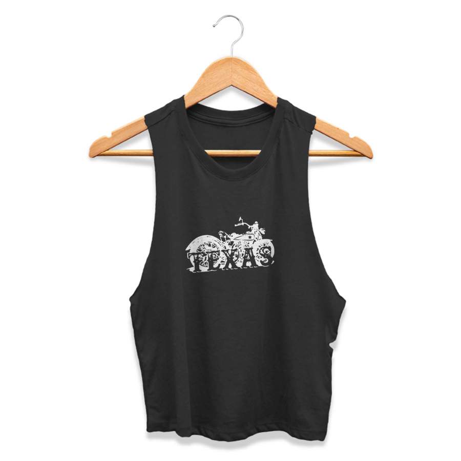 Texas Motorcycle Pride Lone Star State Rot Rally Motorycle Republic Of Texas Vintage Motorcycle CPY Womans Crop Tanktop Tee