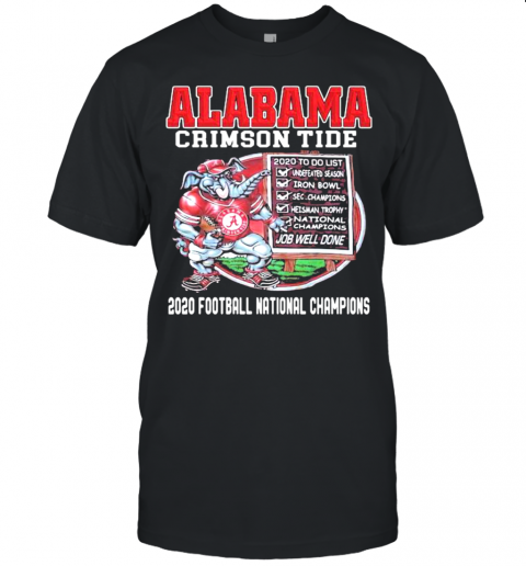 Alabama Crimon Tide 2020 Football National Champions Elephant Unisex Jersey Tee