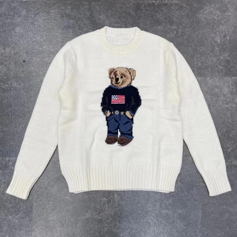 Cartoon RL Bear Sweater Women Winter Clothing Fashion Long Sleeve Knitted Pullover Sweater New Chinese Red Style Coat alx