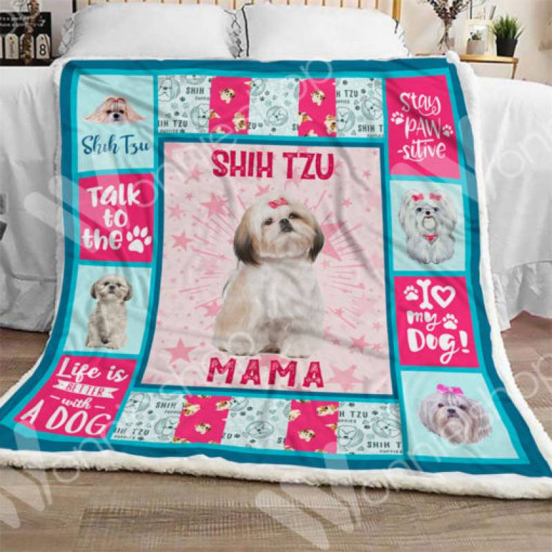 Shih Tzu Dog Mom Sherpa Blanket OCT2201 73O31