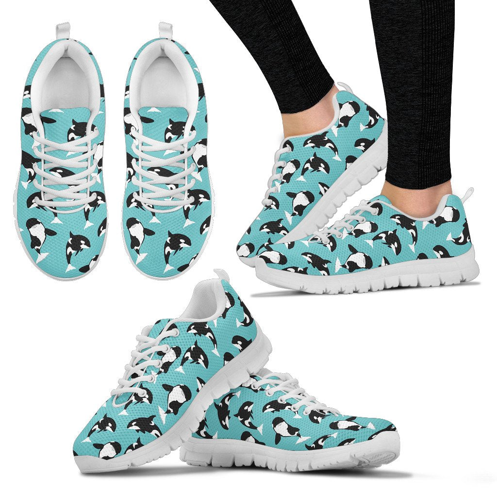 Whale Action Design Themed Print Women Sneakers