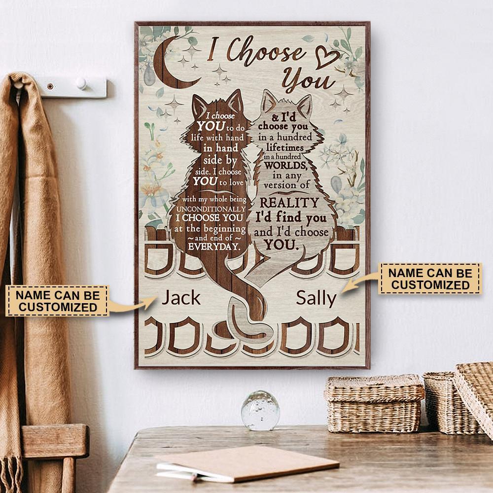 Aeticon Gifts Personalized Cat I Choose You Canvas Mom Dad Gift Home Decor