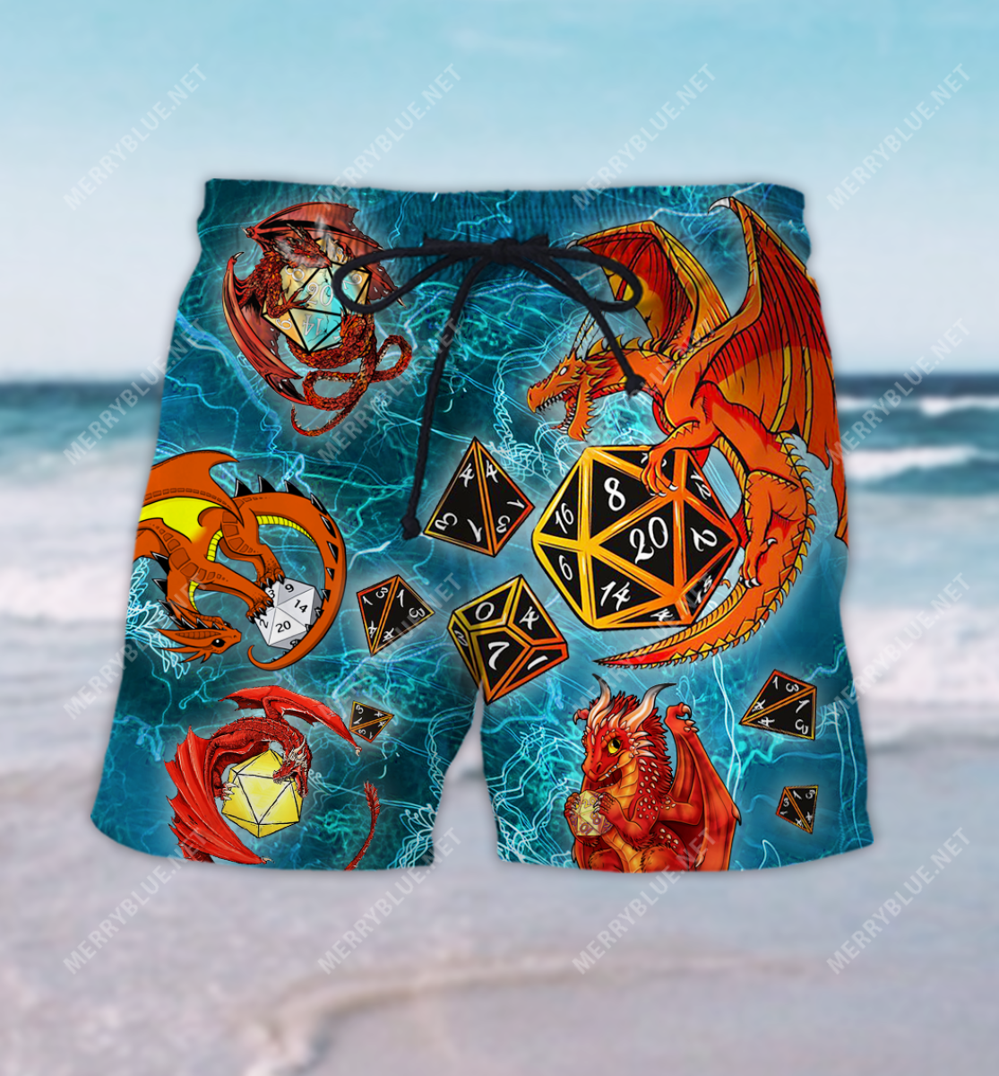 Dragon Playing Dice Unisex Hawaiian Shorts