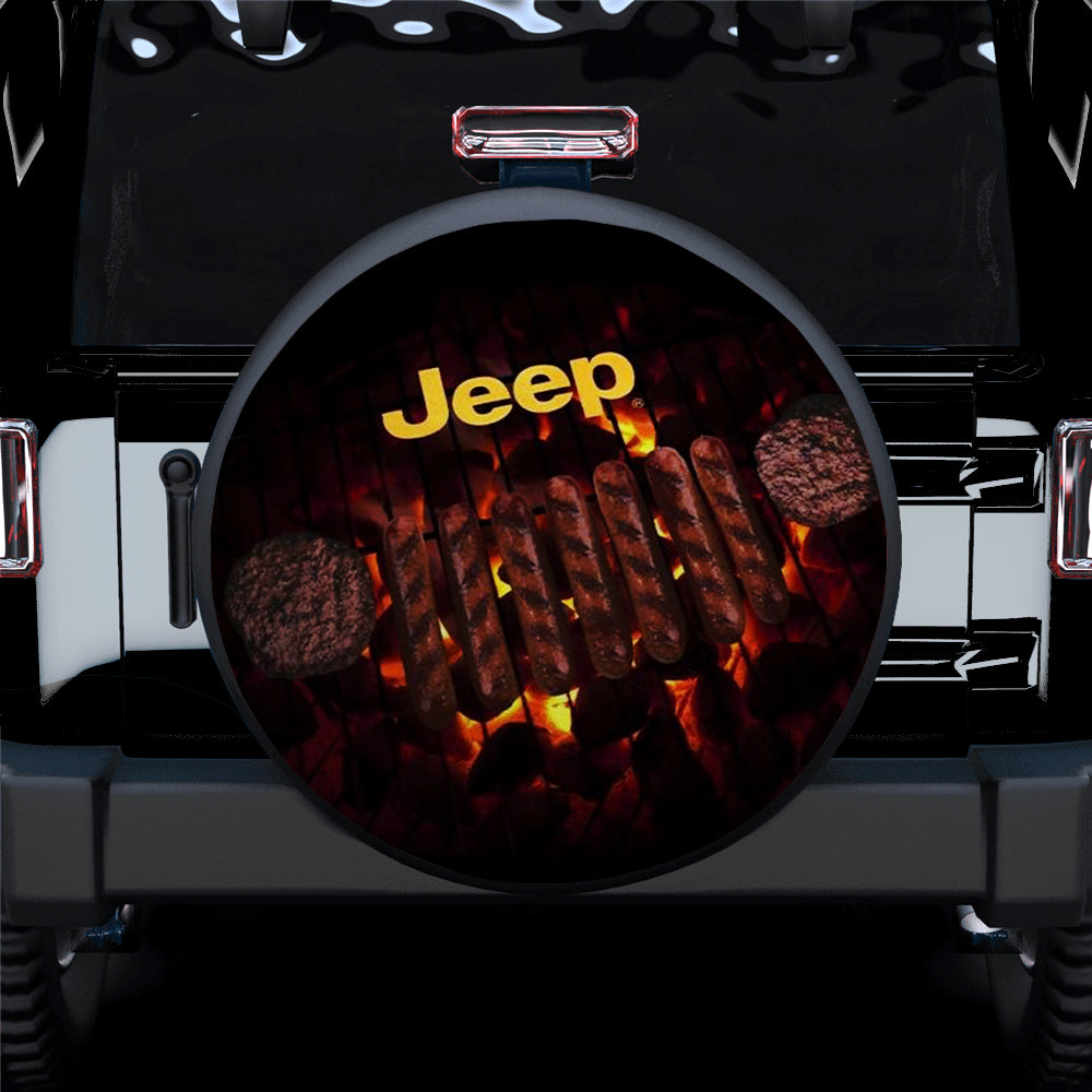 Jeep Bbq Hot Fire Car Spare Tire Covers Gift For Campers