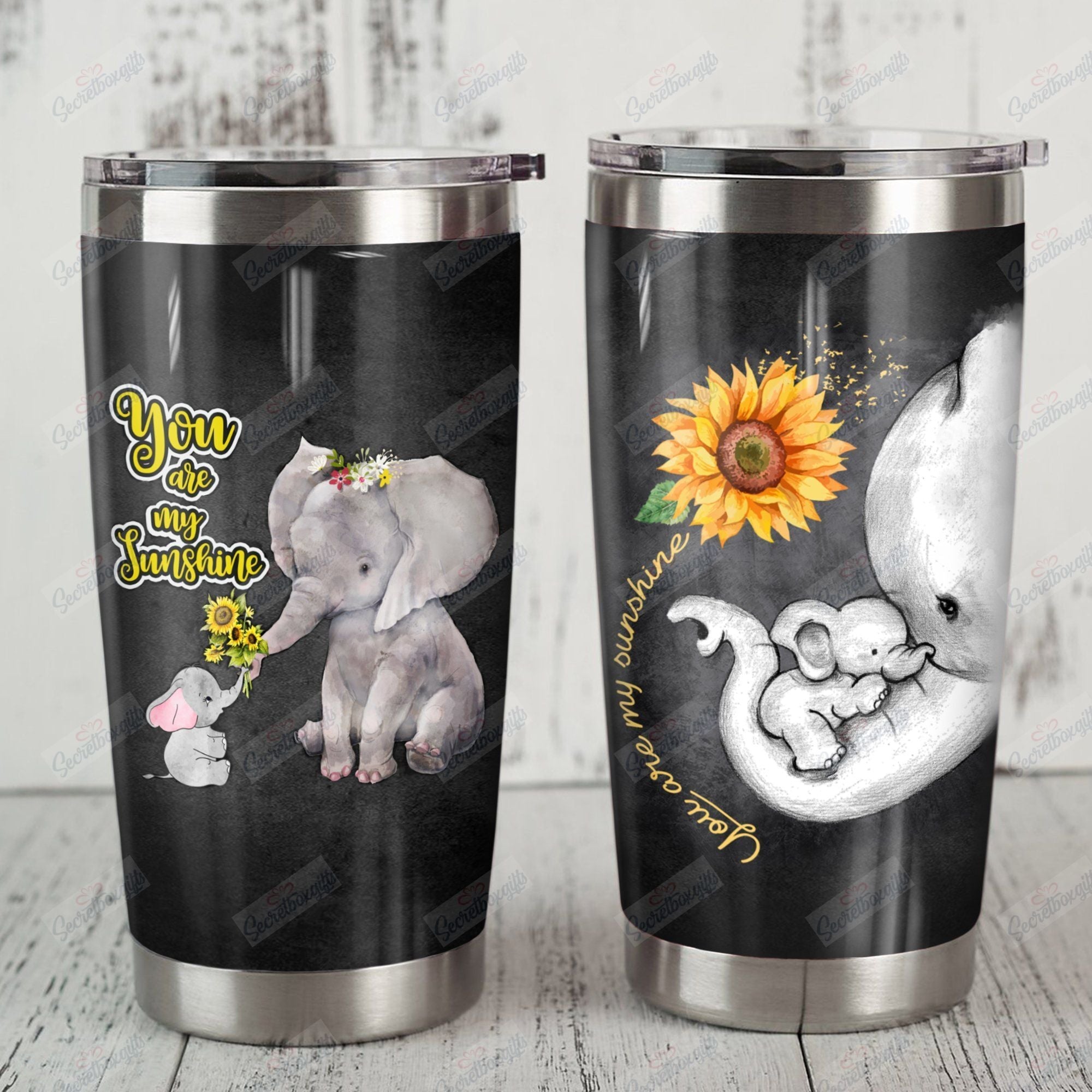 Personalized Elephant Th0911359Cl Stainless Steel Tumbler Customize Name, Text, Number