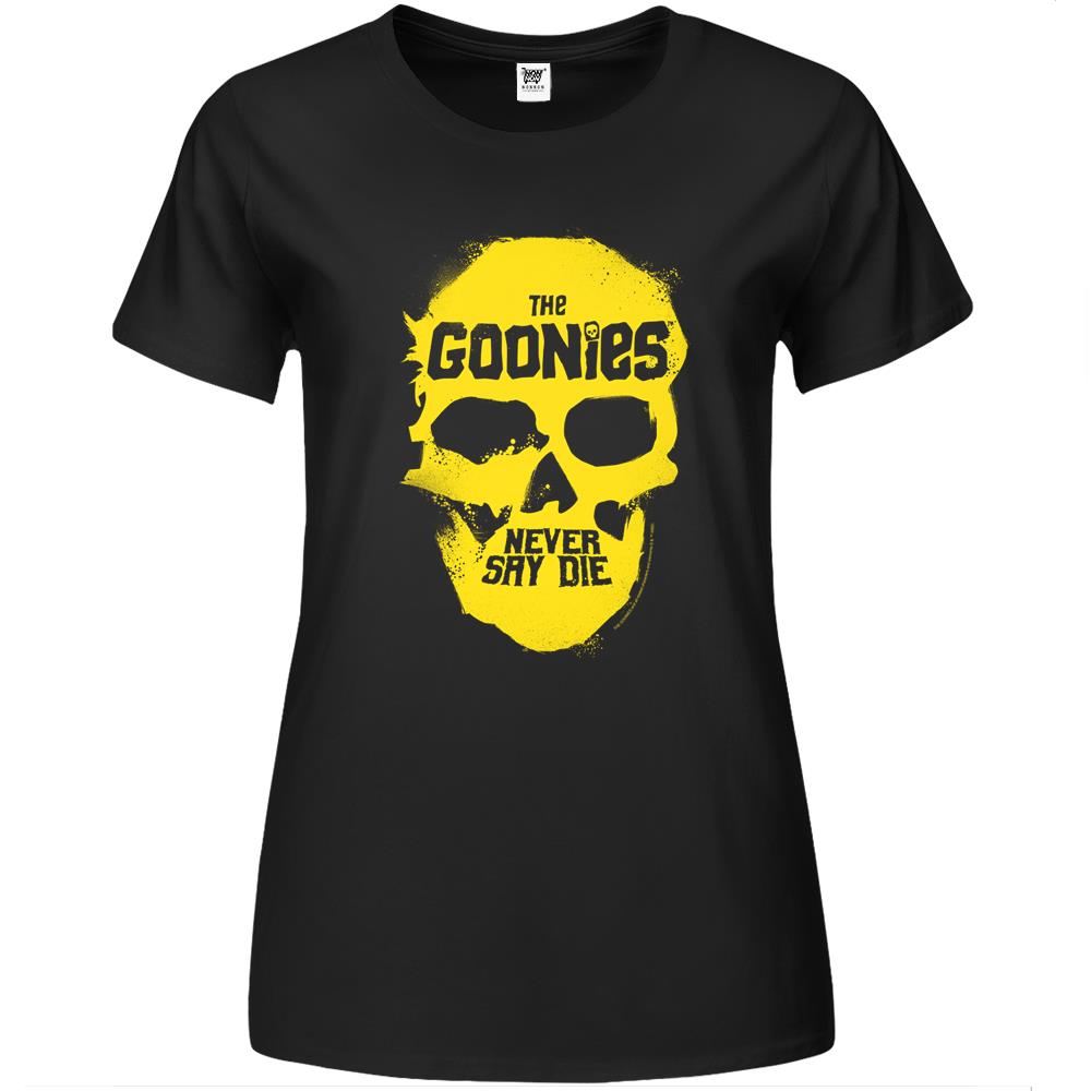 Goonies Never Say Die Yellow Skull Premium Womens T Shirts