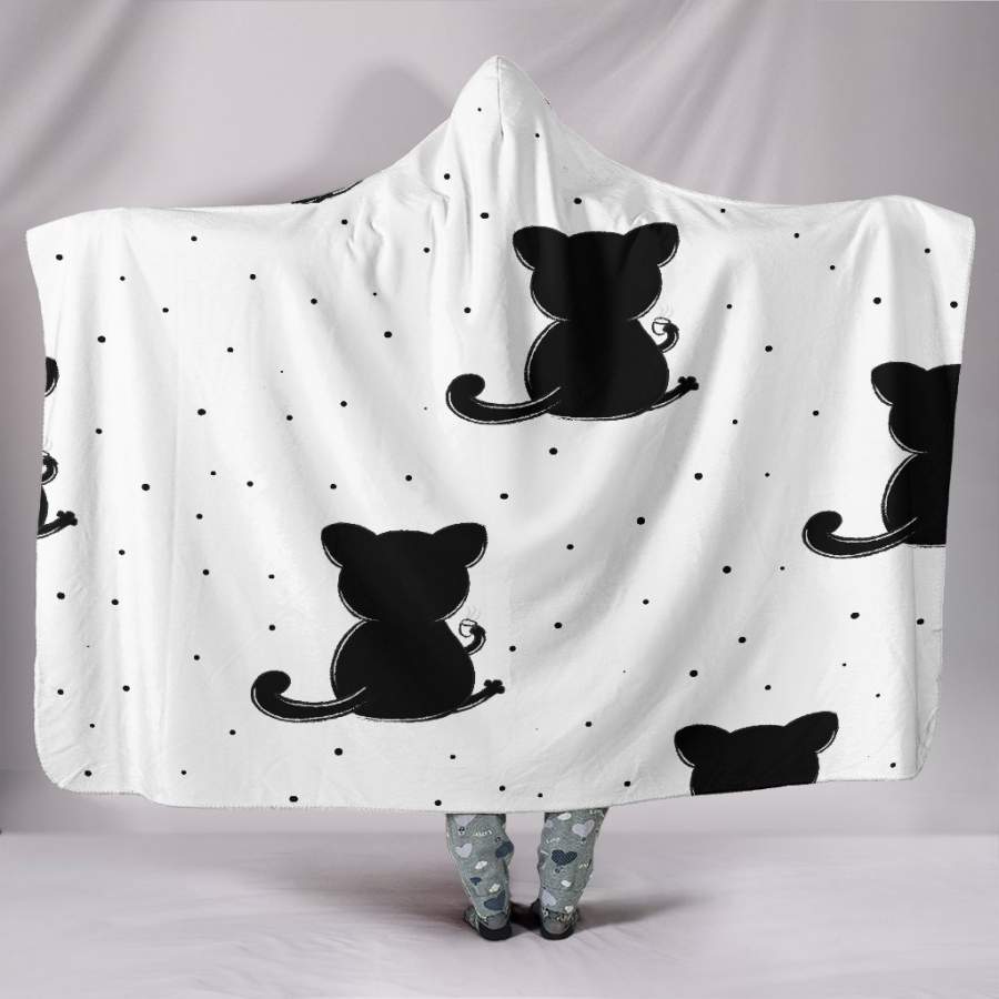 Customised Hoodie Blanket Preety in Black Kitten