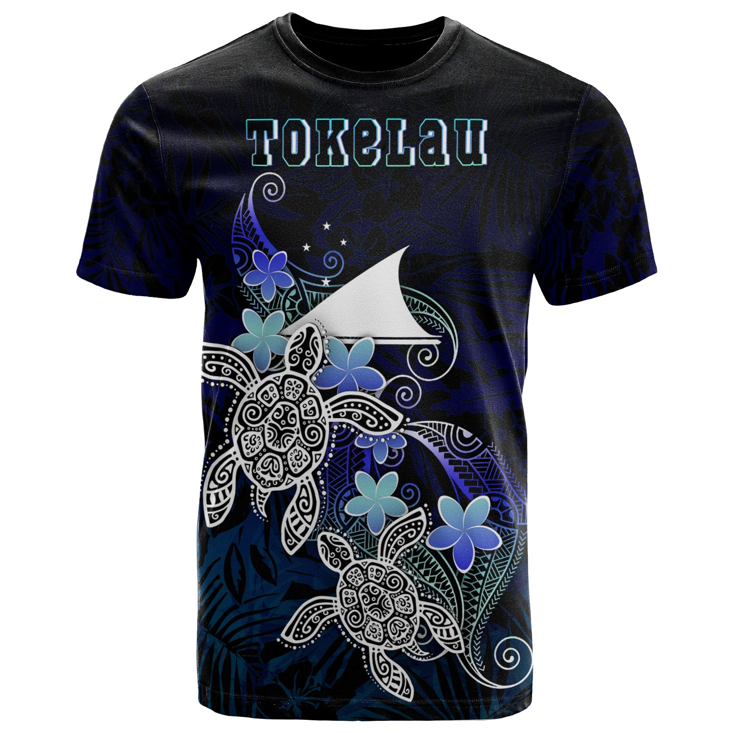 Tokelau Polynesian T-Shirt – Blue Turtle Couple – BN22