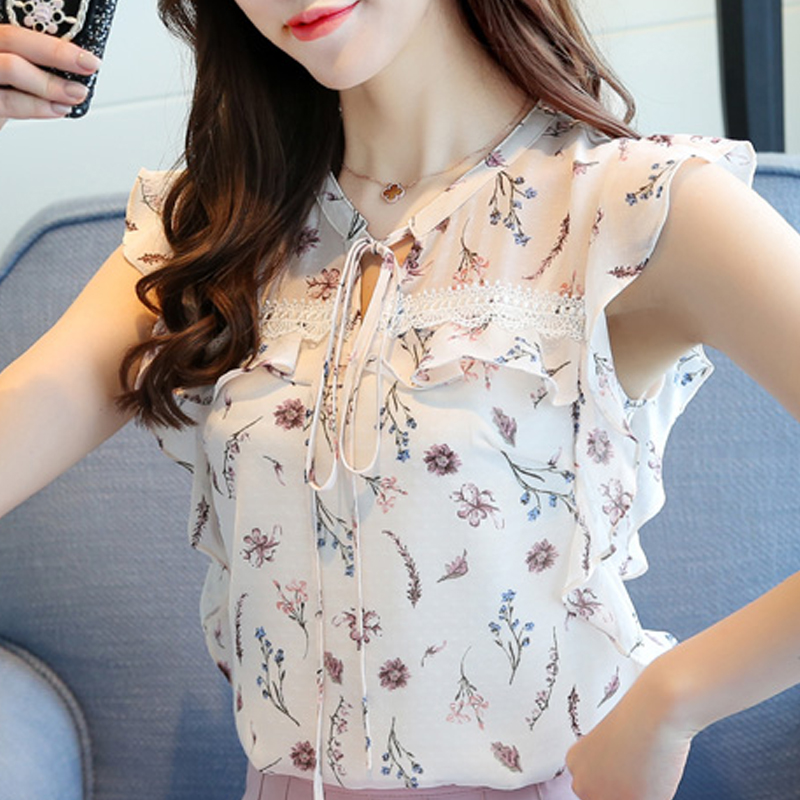 2022 Fashion Summer Women Blouse Shirt Sleeveless Print Chiffon Women Tops Blusas Oversized Women’s Clothing Tops Blusas 0026 30 alx