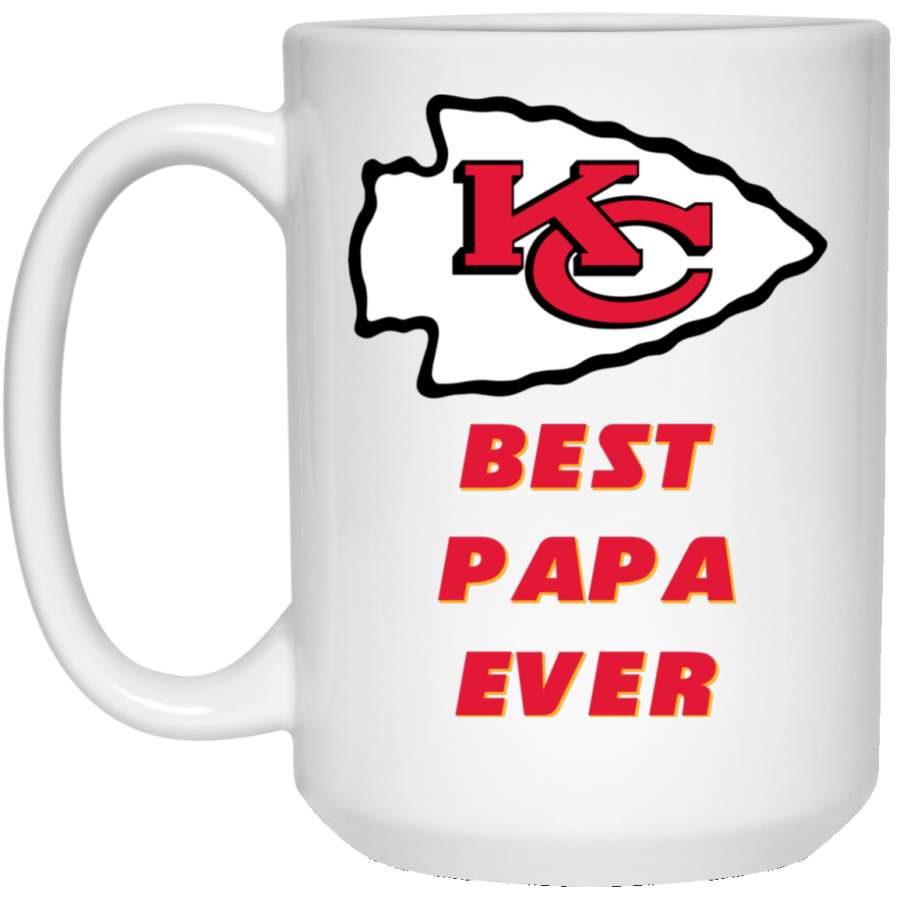 Custom Personalized Kansas City Chiefs Logo Best Papa Ever 21504 15 oz. White Mug